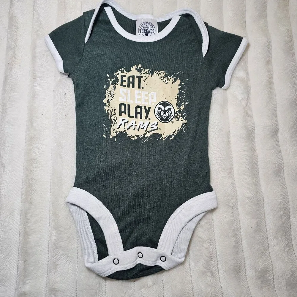 Colorado State Rams (CSU) Baby One-Piece Bodysuit Eat Sleep Play Rams 3-6M